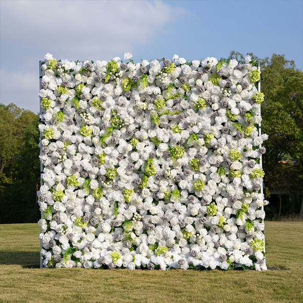 12 2025 New 5D Fabric Artificial rolling up curtain flower wall - Image 1