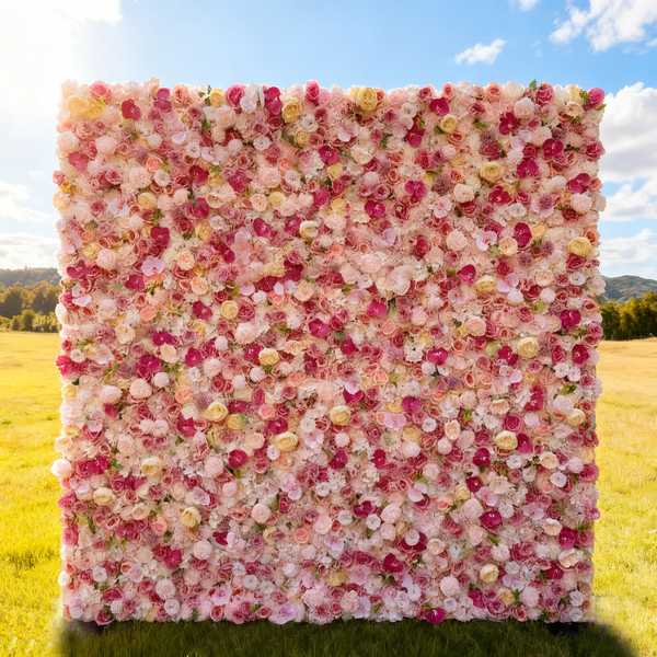 12 2025 New 5D Fabric Artificial rolling up curtain flower wall - Image 1