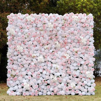 2025 New 5D Fabric Artificial rolling up curtain flower wall