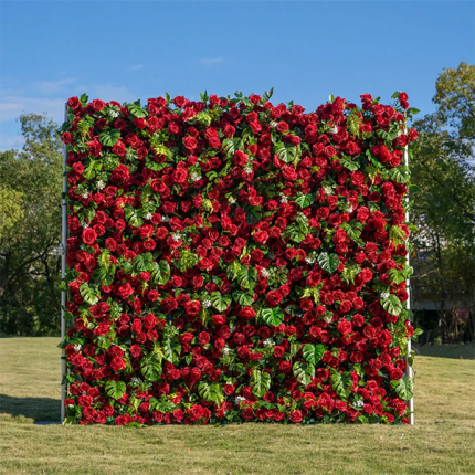 2025 New 5D Fabric Artificial rolling up curtain flower wall