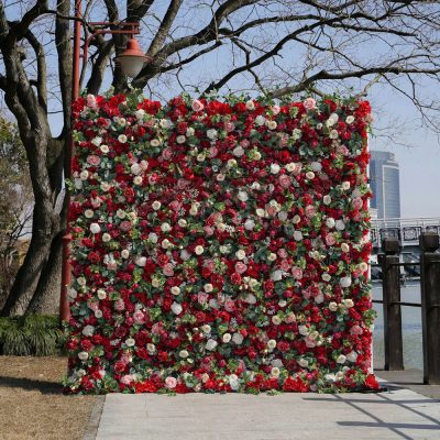 2025 New 5D Fabric Artificial rolling up curtain flower wall