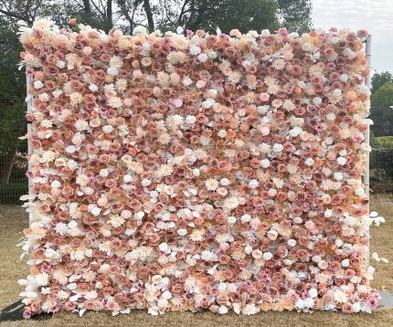 Lynn£º5D Golden Fabric Artificial rolling up curtain flower wall