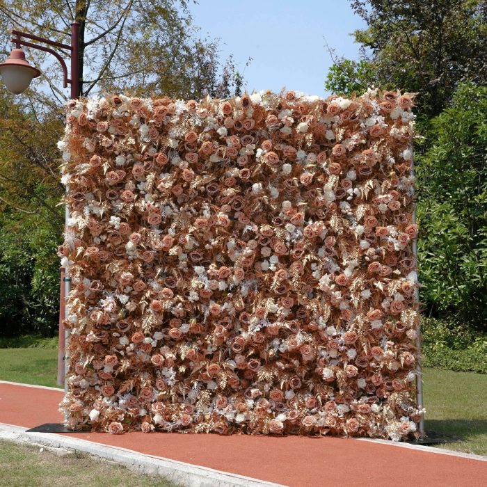 Wendy£º5D Golden Fabric Artificial rolling up curtain flower wall - Image 1