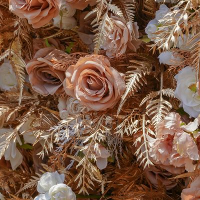 2025 New 5D Golden Fabric Artificial rolling up curtain flower wall - Image 4