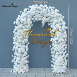 2026New White Rose  Runner Wedding Round Arch Decor Floral Arrangement Welcome Sign Flower - Image 2