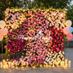 2026New 5D Fabric Artificial rolling up curtain flower wall