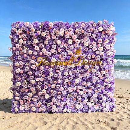 2026 New 5D Fabric Artificial rolling up curtain flower wall