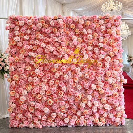 2026 New 5D Fabric Artificial rolling up curtain flower wall