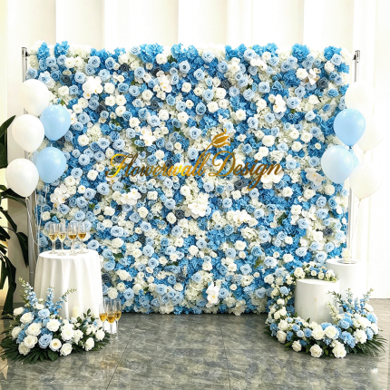 2026New 5D Fabric Artificial rolling up curtain flower wall