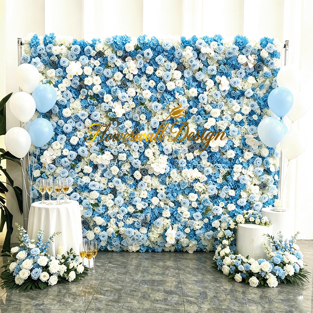 婚礼场景搭配 (5) 2026New 5D Fabric Artificial rolling up curtain flower wall - Image 1